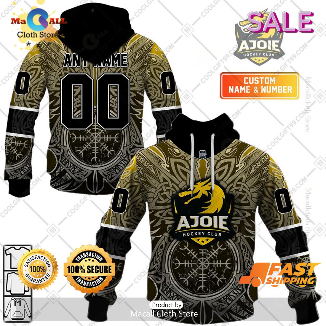 Personalized Hockey HC Ajoie Viking NL Special Design Zip Hoodie, Sweatshirt 3D Personalized Hockey HC Ajoie Viking NL Special Design Zip Hoodie, Sweatshirt 3D