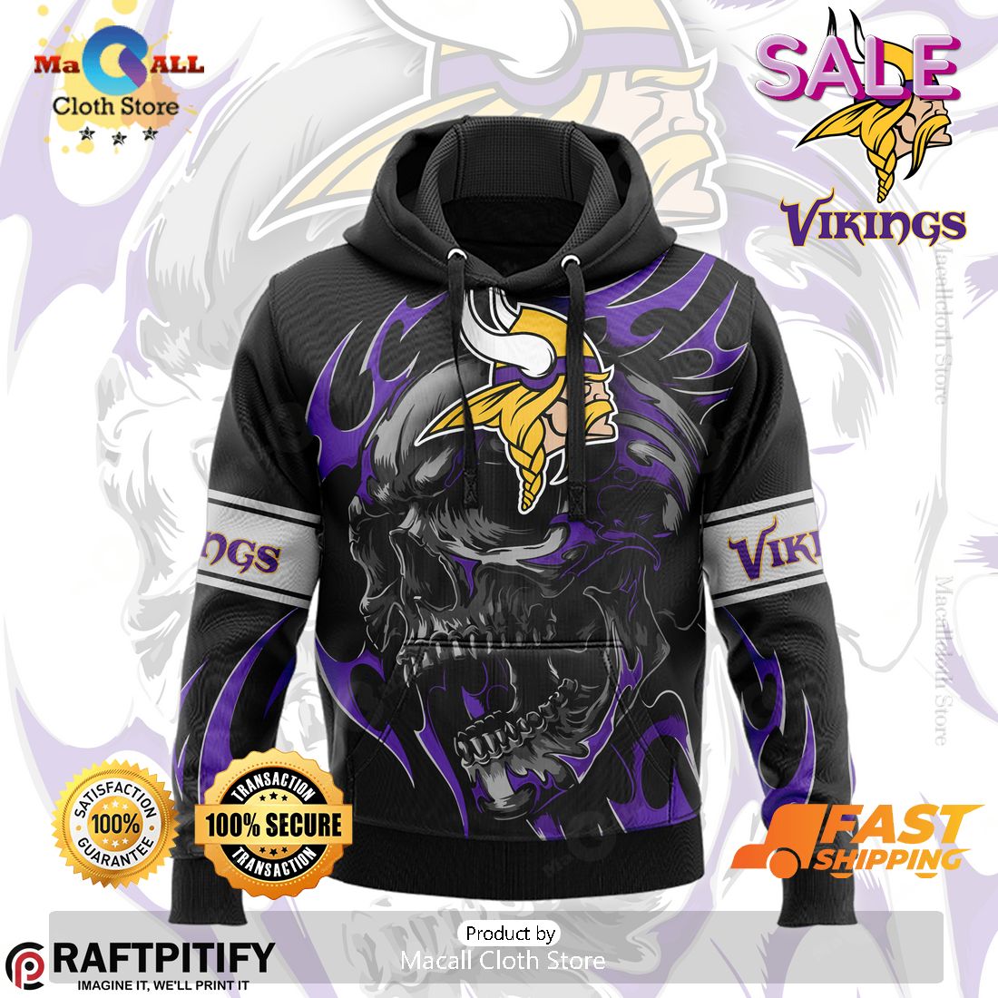 Minnesota Vikings NFL Punisher Skull Style Hoodie Sweatshirt 3D LIMITED EDITION Minnesota Vikings NFL Punisher Skull Style Hoodie Sweatshirt 3D LIMITED EDITION