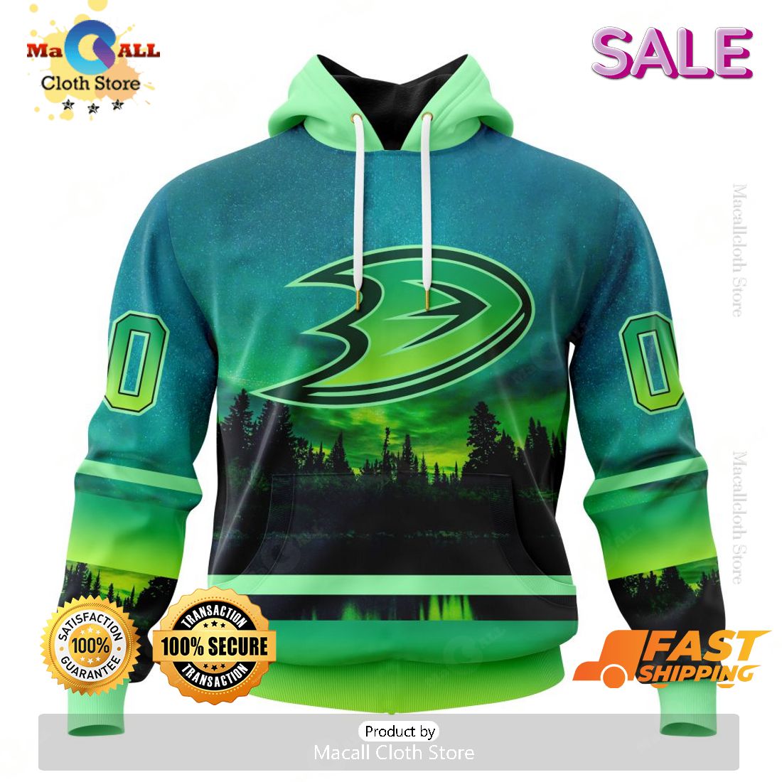 NHL Anaheim Ducks Personalized New Design With Northern Lights Hoodie 3D