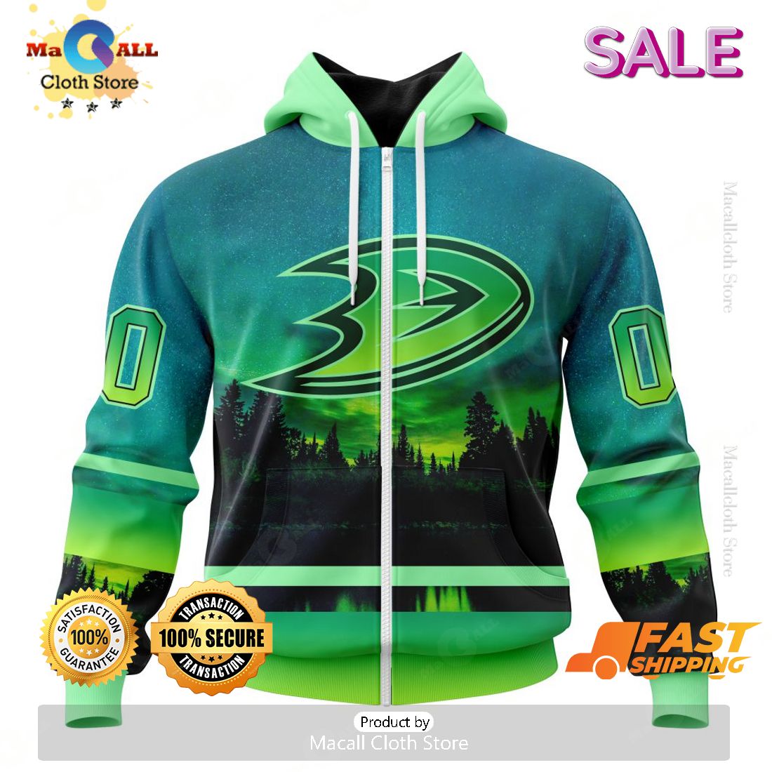 NHL Anaheim Ducks Personalized New Design With Northern Lights Hoodie 3D