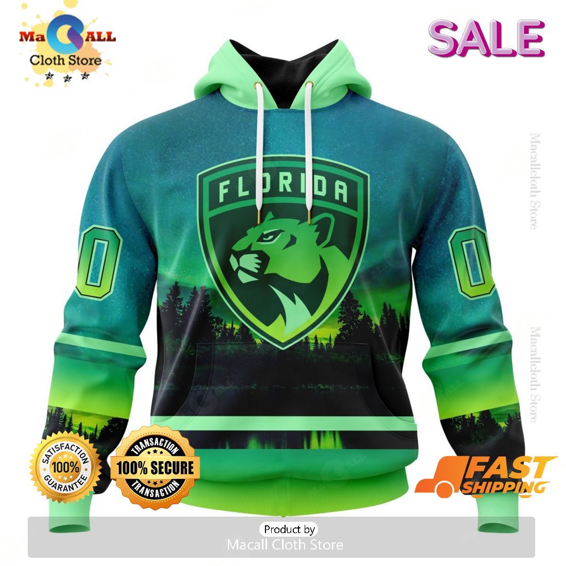 NHL Florida Panthers Personalized New Design With Northern Lights Hoodie 3D NHL Florida Panthers Personalized New Design With Northern Lights Hoodie 3D