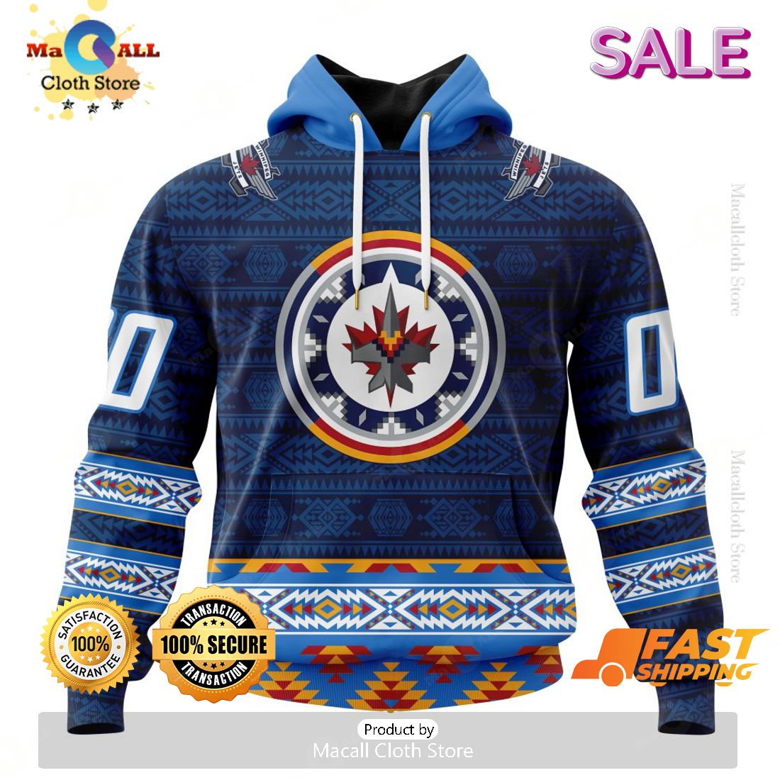 NHL Winnipeg Jets Personalized Special Design With Native Pattern Hoodie 3D NHL Winnipeg Jets Personalized Special Design With Native Pattern Hoodie 3D