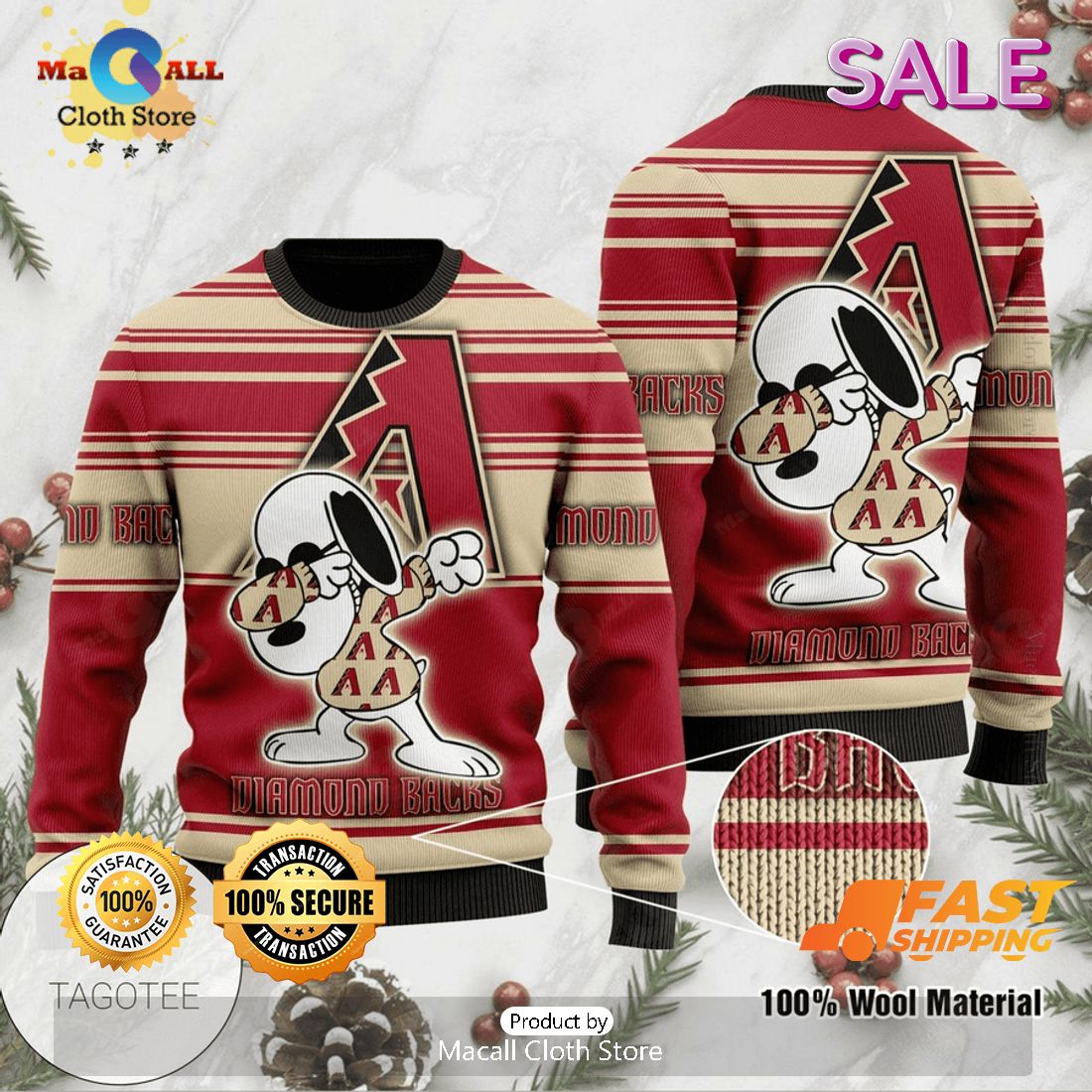 MLB Arizona Diamondbacks Funny Snoopy Gift Ugly Christmas Sweater MLB Arizona Diamondbacks Funny Snoopy Gift Ugly Christmas Sweater
