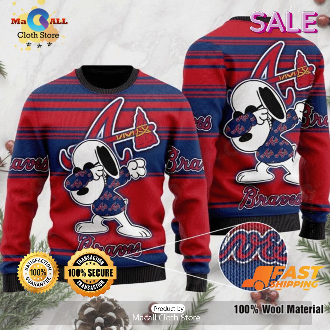 MLB Atlanta Braves Funny Snoopy Gift Ugly Christmas Sweater MLB Atlanta Braves Funny Snoopy Gift Ugly Christmas Sweater