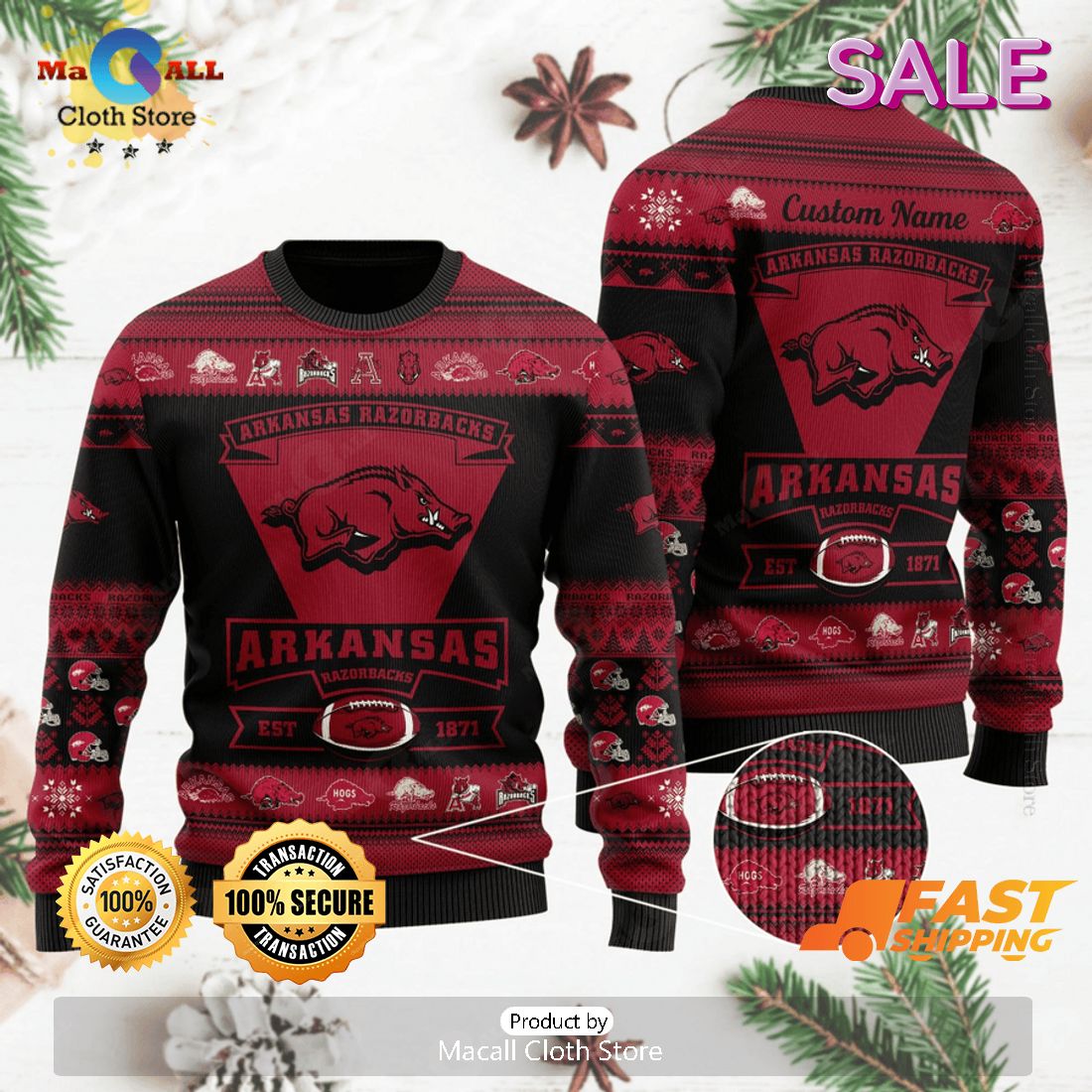 NCAA Arkansas Razorbacks Gift Ugly Christmas Sweater NCAA Arkansas Razorbacks Gift Ugly Christmas Sweater