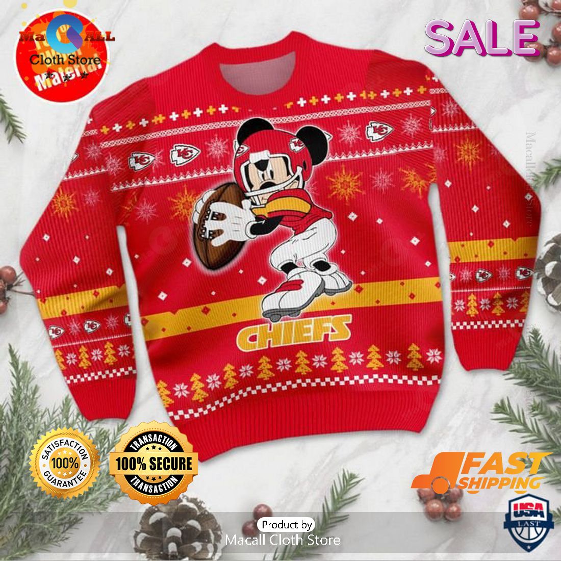 NFL Kansas City Chiefs Mickey Mouse Players Gift Ugly Christmas Sweater NFL Kansas City Chiefs Mickey Mouse Players Gift Ugly Christmas Sweater