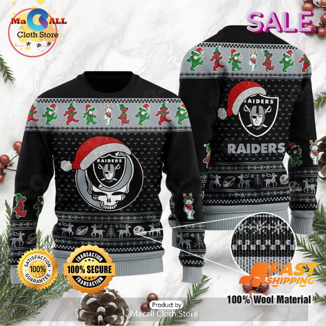 NFL Las Vegas Raider Black Luxury Gift Ugly Christmas Sweater NFL Las Vegas Raider Black Luxury Gift Ugly Christmas Sweater