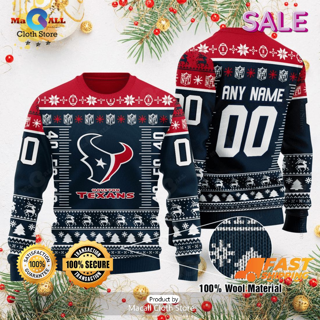 Personalized NFL Houston Texans Gift Ugly Christmas Sweater Personalized NFL Houston Texans Gift Ugly Christmas Sweater