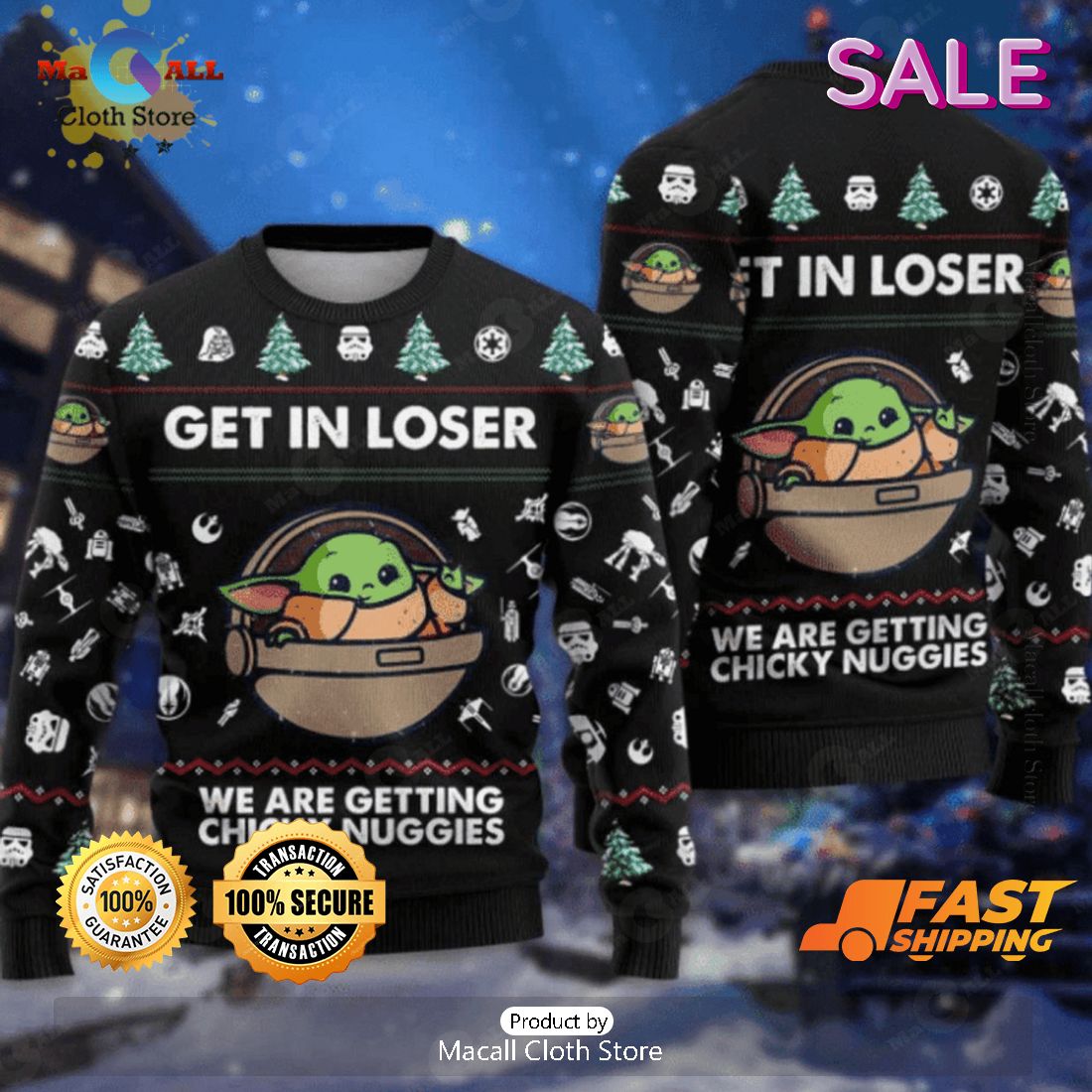 Star Wars Old Film Get In Loser Gift Ugly Christmas Sweater