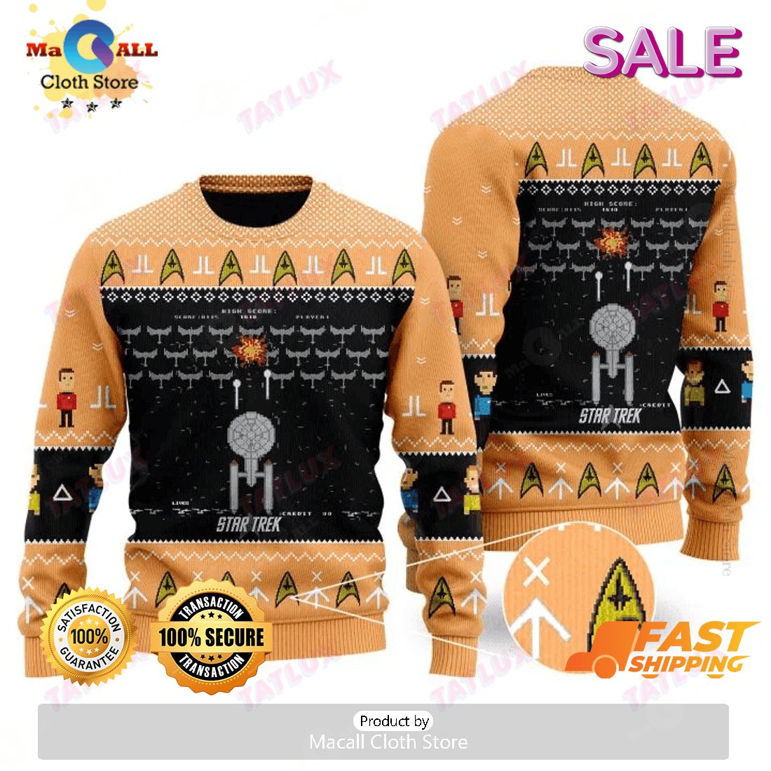 Startrek Old Film Game Gift Ugly Christmas Sweater Startrek Old Film Game Gift Ugly Christmas Sweater