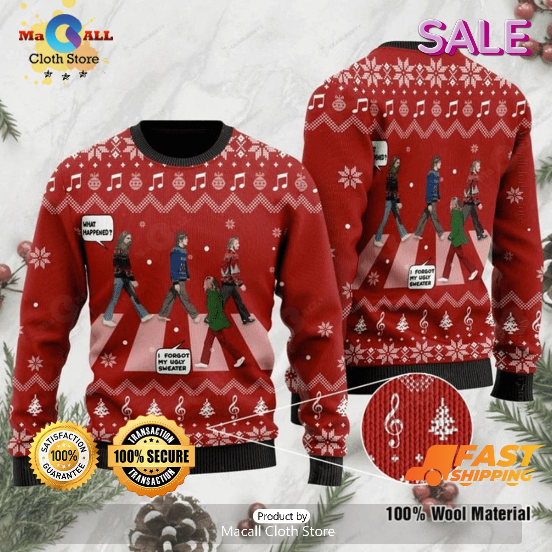 The Beatles Music What Happening Road Gift Ugly Christmas Sweater The Beatles Music What Happening Road Gift Ugly Christmas Sweater