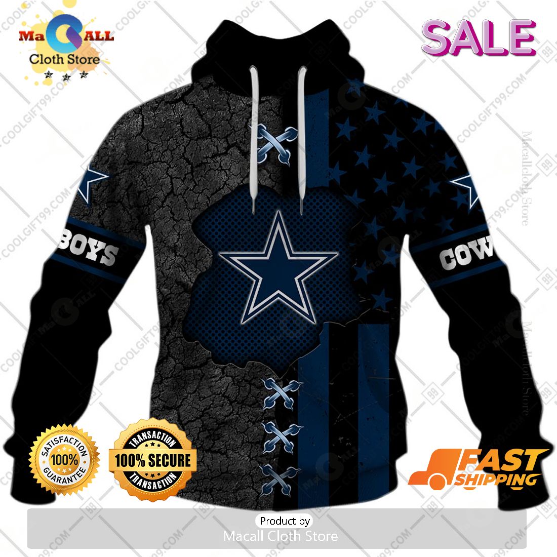 NFL Dallas Cowboys Personalized Flag Special Design Zip Hoodie, Sweatshirt 3D