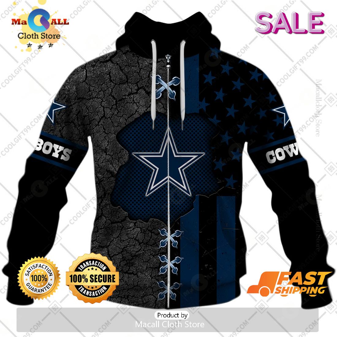 NFL Dallas Cowboys Personalized Flag Special Design Zip Hoodie, Sweatshirt 3D NFL Dallas Cowboys Personalized Flag Special Design Zip Hoodie, Sweatshirt 3D