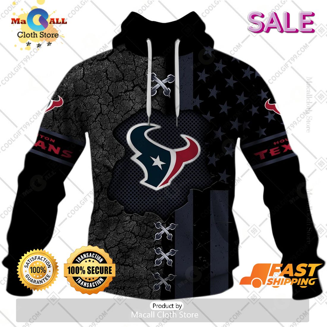 NFL Houston Texans Personalized Flag Special Design Zip Hoodie, Sweatshirt 3D