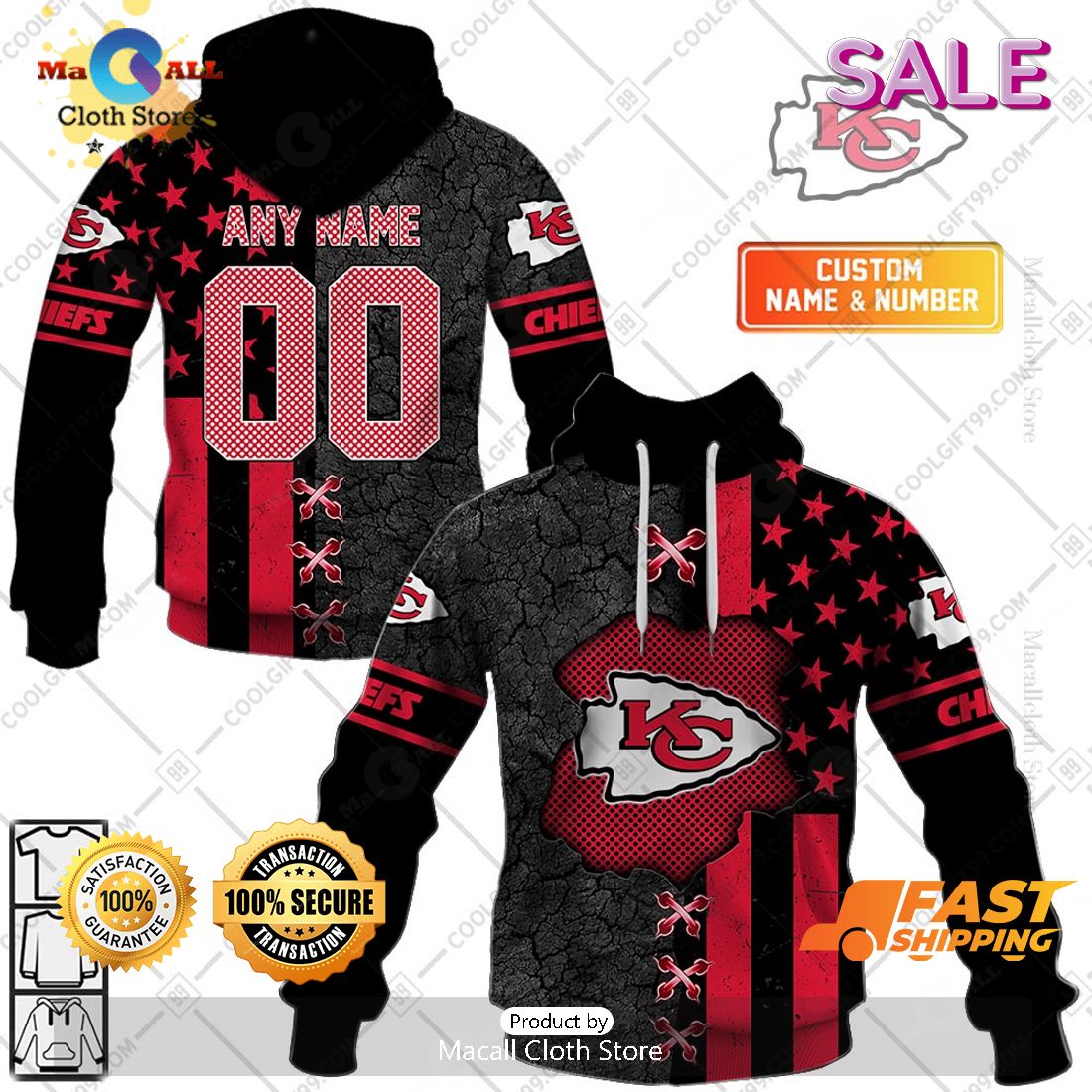 NFL Kansas City Chiefs Personalized Flag Special Design Zip Hoodie, Sweatshirt 3D