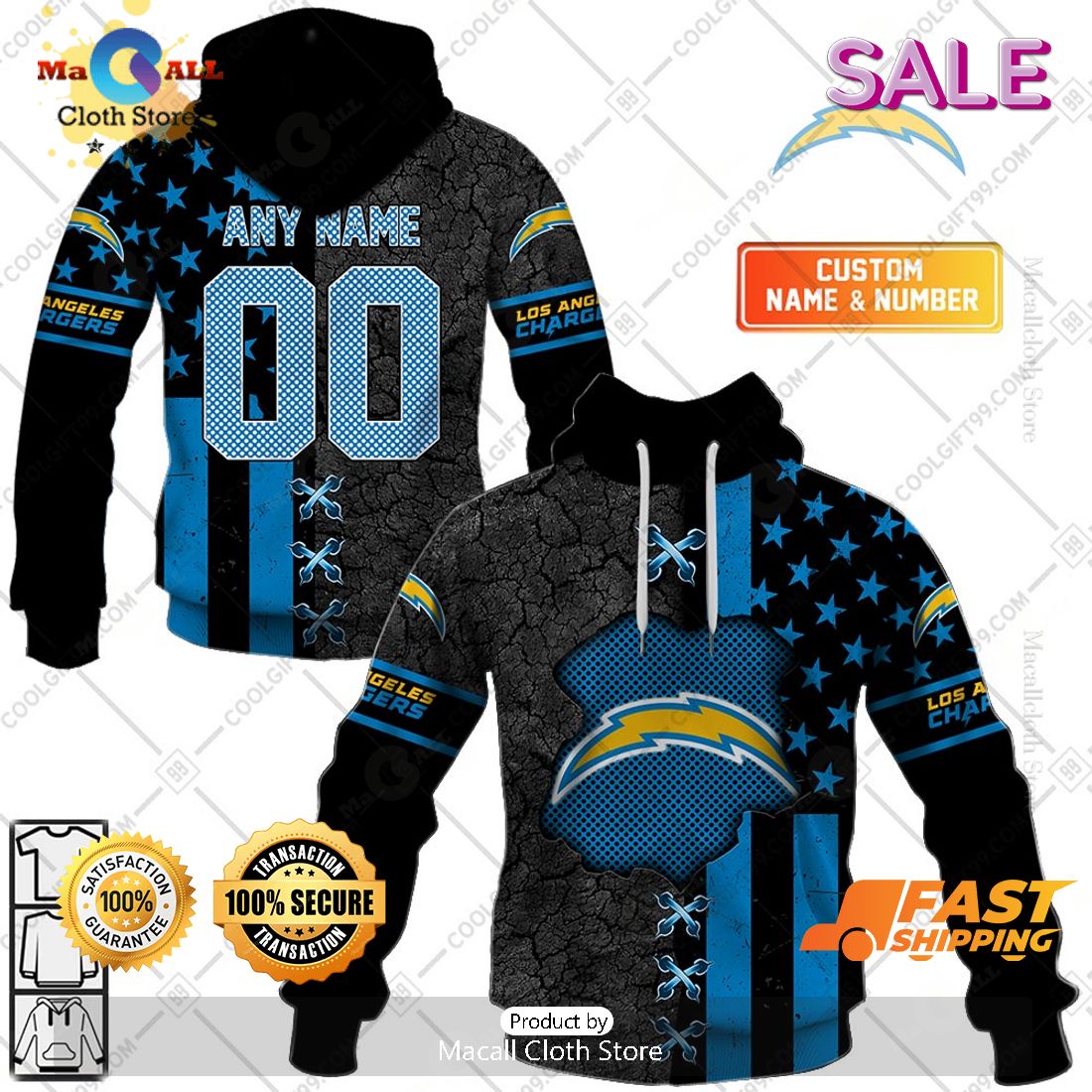 NFL Los Angeles Chargers Personalized Flag Special Design Zip Hoodie, Sweatshirt 3D NFL Los Angeles Chargers Personalized Flag Special Design Zip Hoodie, Sweatshirt 3D