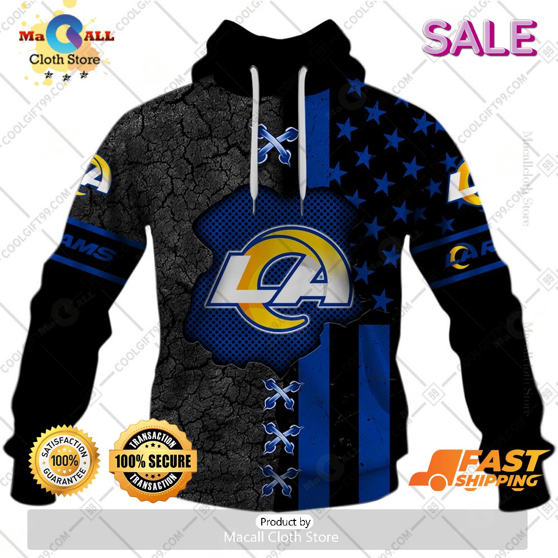 NFL Los Angeles Rams Personalized Flag Special Design Zip Hoodie, Sweatshirt 3D