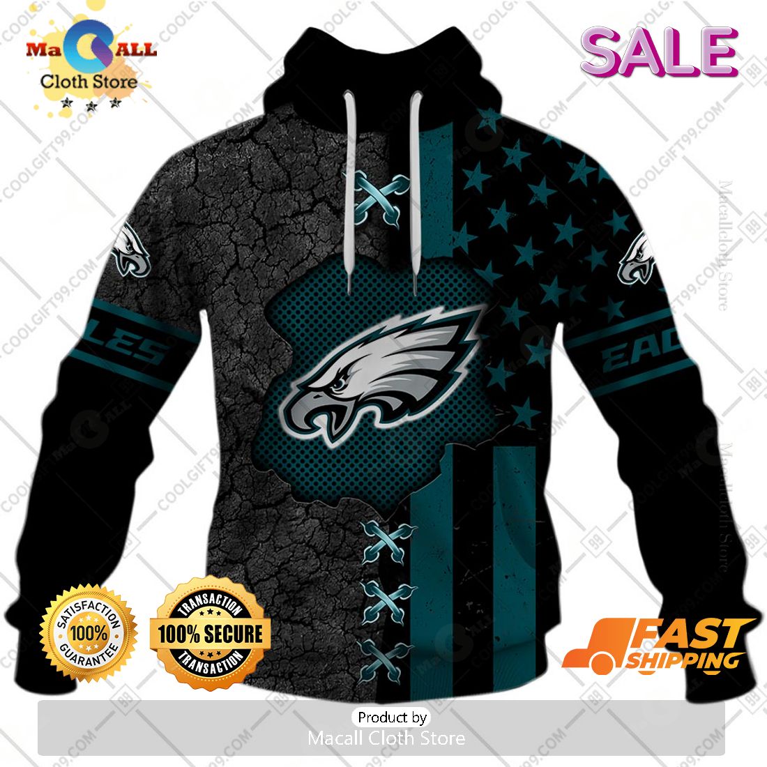 NFL Philadelphia Eagles Personalized Flag Special Design Zip Hoodie, Sweatshirt 3D