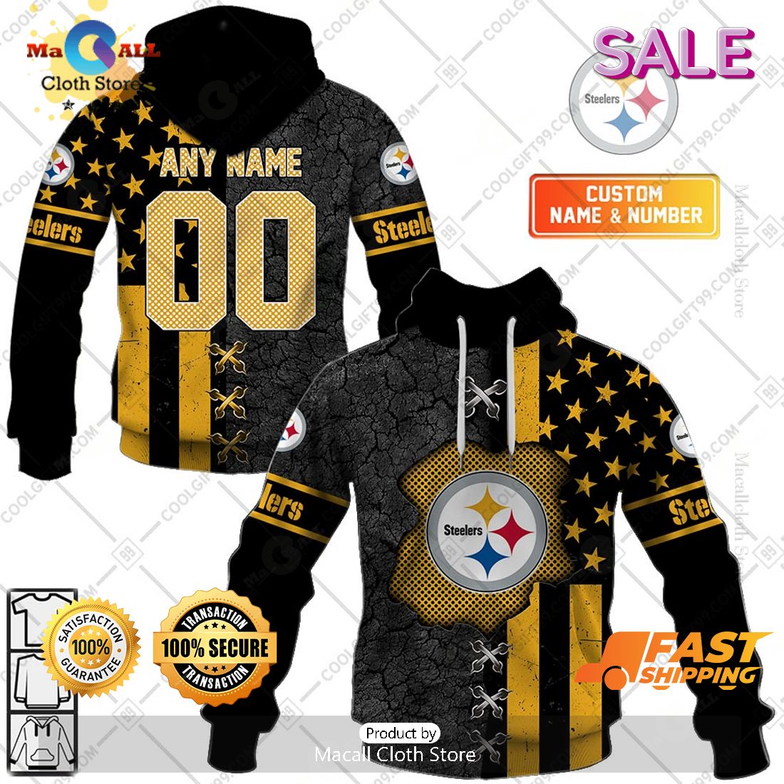 NFL Pittsburgh Steelers Personalized Flag Special Design Zip Hoodie, Sweatshirt 3D NFL Pittsburgh Steelers Personalized Flag Special Design Zip Hoodie, Sweatshirt 3D