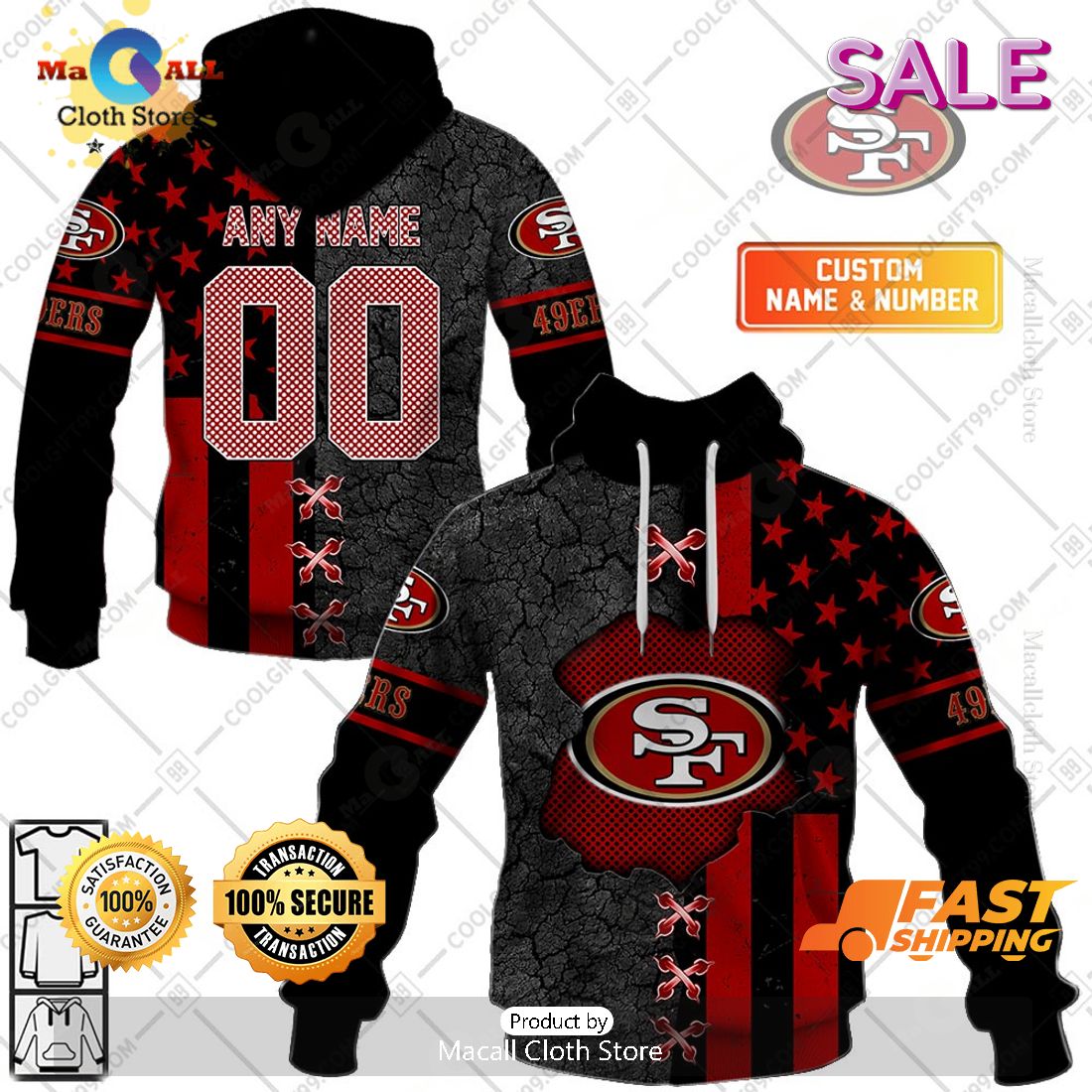 NFL San Francisco 49ers Personalized Flag Special Design Zip Hoodie, Sweatshirt 3D