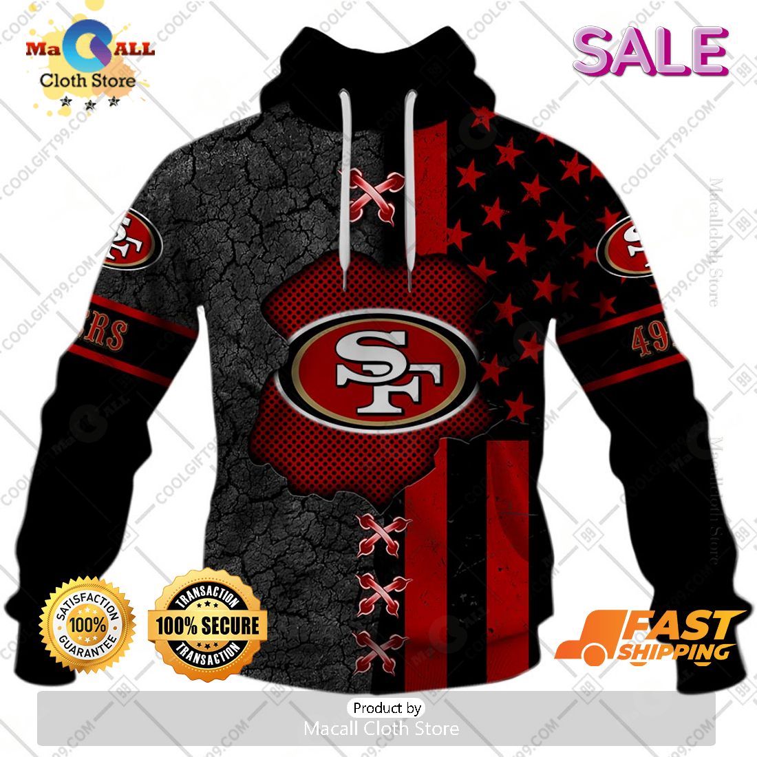 NFL San Francisco 49ers Personalized Flag Special Design Zip Hoodie, Sweatshirt 3D