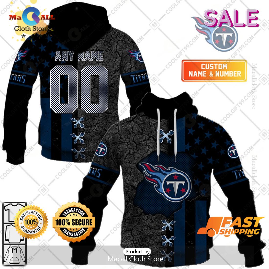 NFL Tennessee Titans Personalized Flag Special Design Zip Hoodie, Sweatshirt 3D