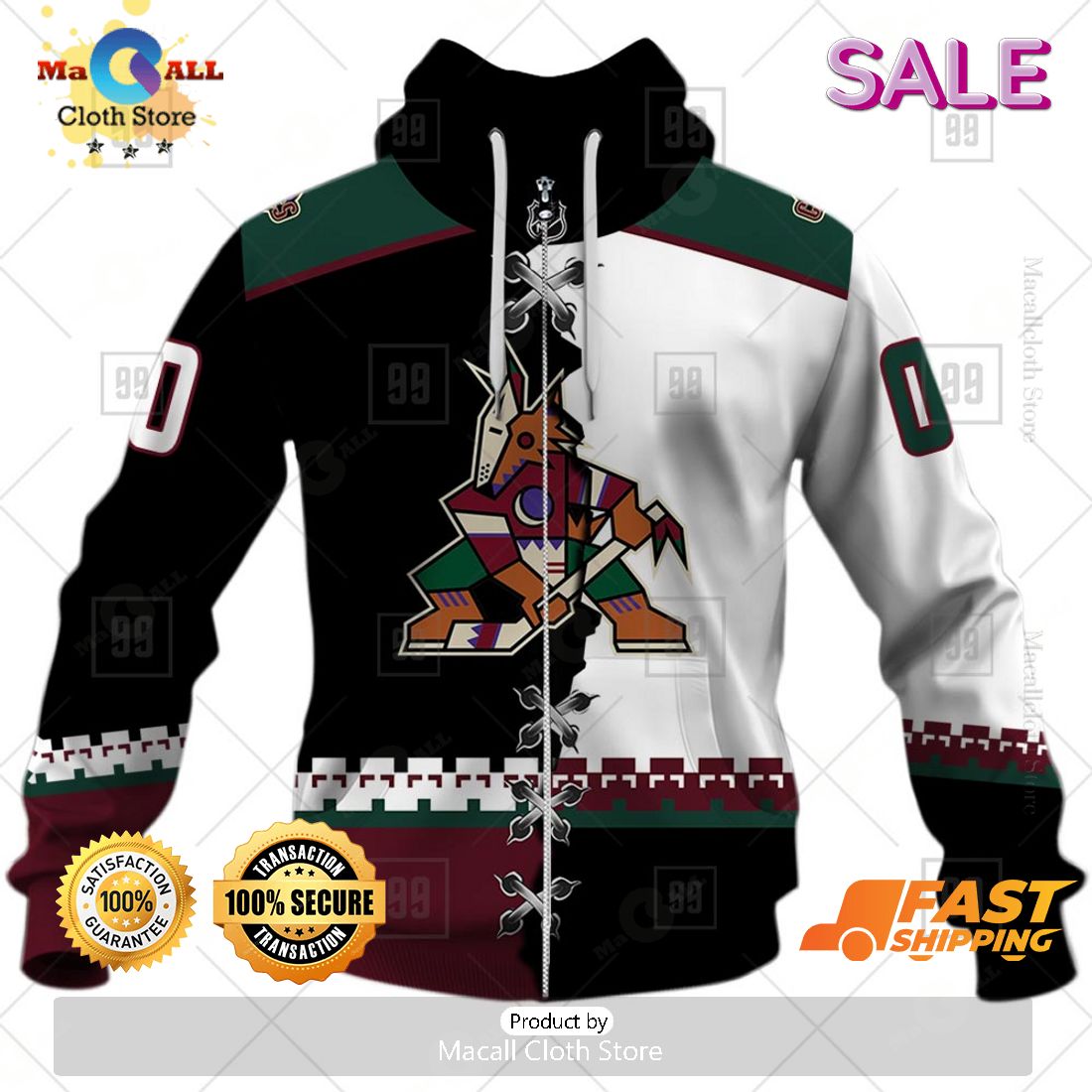 NHL Arizona Coyotes Personalized Broken Mix Jersey Style Zip Hoodie, Sweatshirt 3D NHL Arizona Coyotes Personalized Broken Mix Jersey Style Zip Hoodie, Sweatshirt 3D