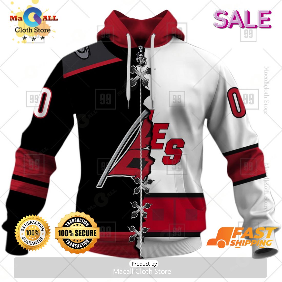 NHL Carolina Hurricanes Personalized Broken Mix Jersey Style Zip Hoodie, Sweatshirt 3D NHL Carolina Hurricanes Personalized Broken Mix Jersey Style Zip Hoodie, Sweatshirt 3D