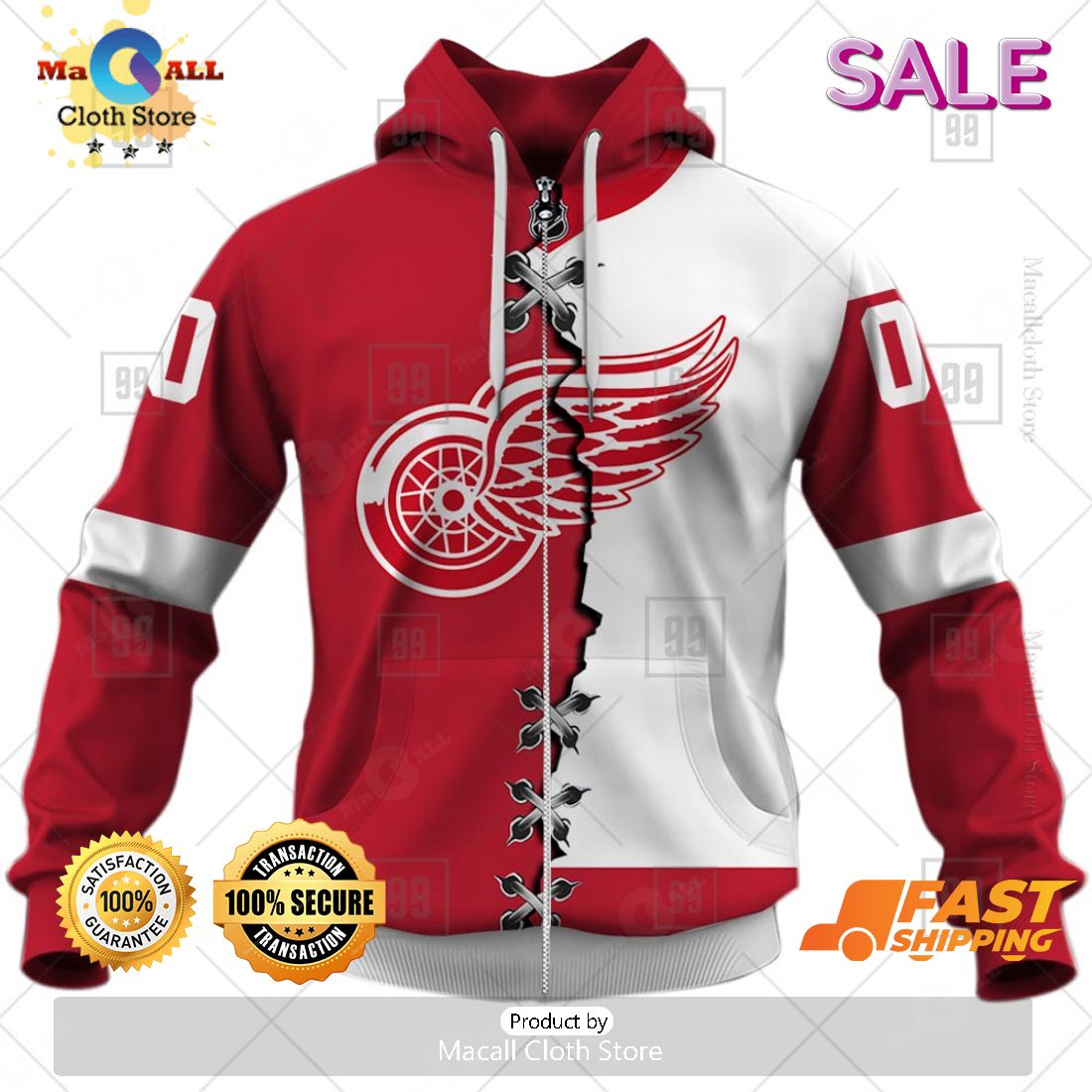 NHL Detroit Red Wings Personalized Broken Mix Jersey Style Zip Hoodie, Sweatshirt 3D NHL Detroit Red Wings Personalized Broken Mix Jersey Style Zip Hoodie, Sweatshirt 3D