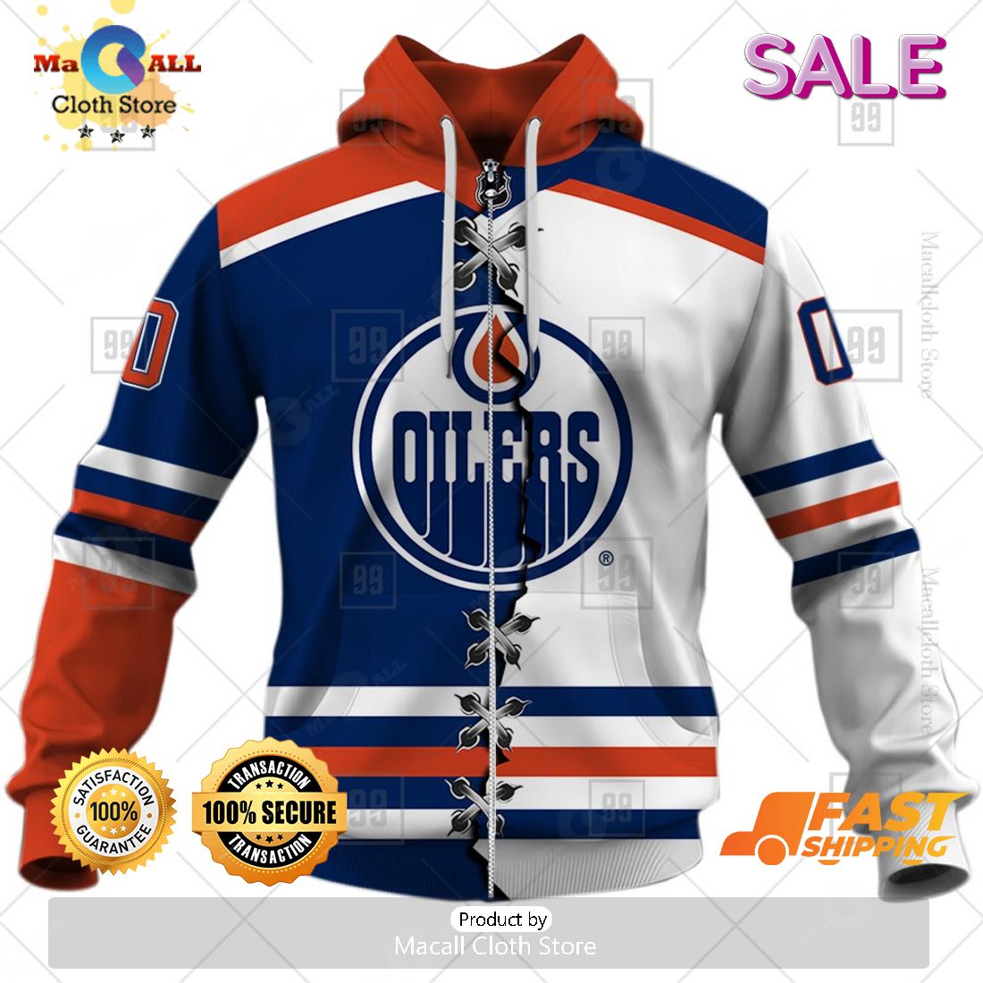 NHL Edmonton Oilers Personalized Broken Mix Jersey Style Zip Hoodie, Sweatshirt 3D