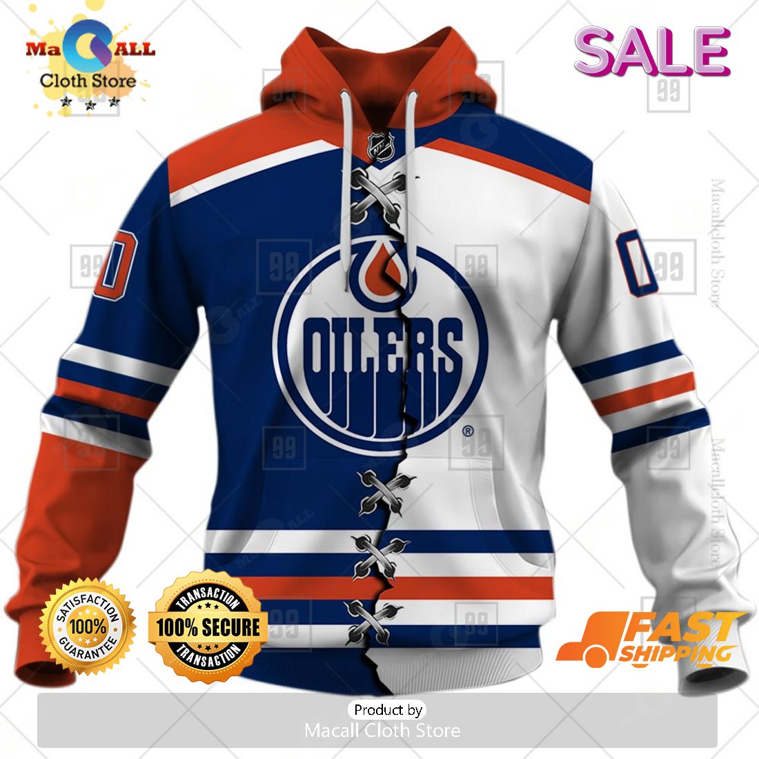 NHL Edmonton Oilers Personalized Broken Mix Jersey Style Zip Hoodie, Sweatshirt 3D