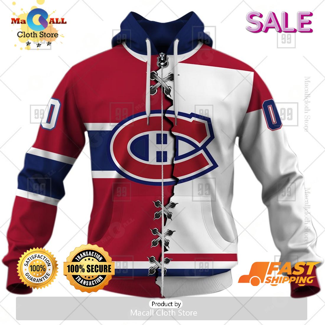 NHL Montreal Canadiens Personalized Broken Mix Jersey Style Zip Hoodie, Sweatshirt 3D NHL Montreal Canadiens Personalized Broken Mix Jersey Style Zip Hoodie, Sweatshirt 3D