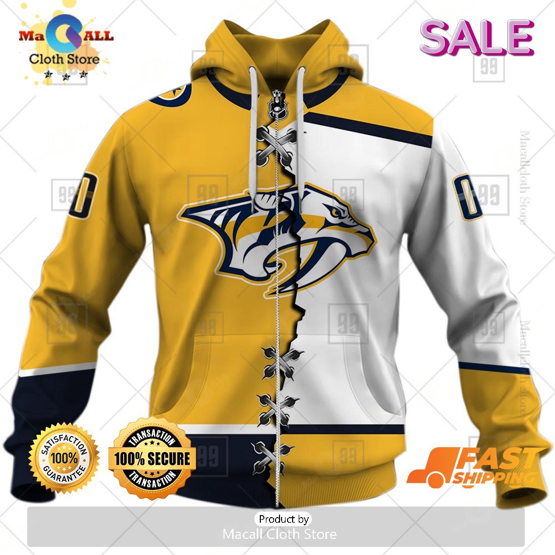 NHL Nashville Predators Personalized Broken Mix Jersey Style Zip Hoodie, Sweatshirt 3D NHL Nashville Predators Personalized Broken Mix Jersey Style Zip Hoodie, Sweatshirt 3D
