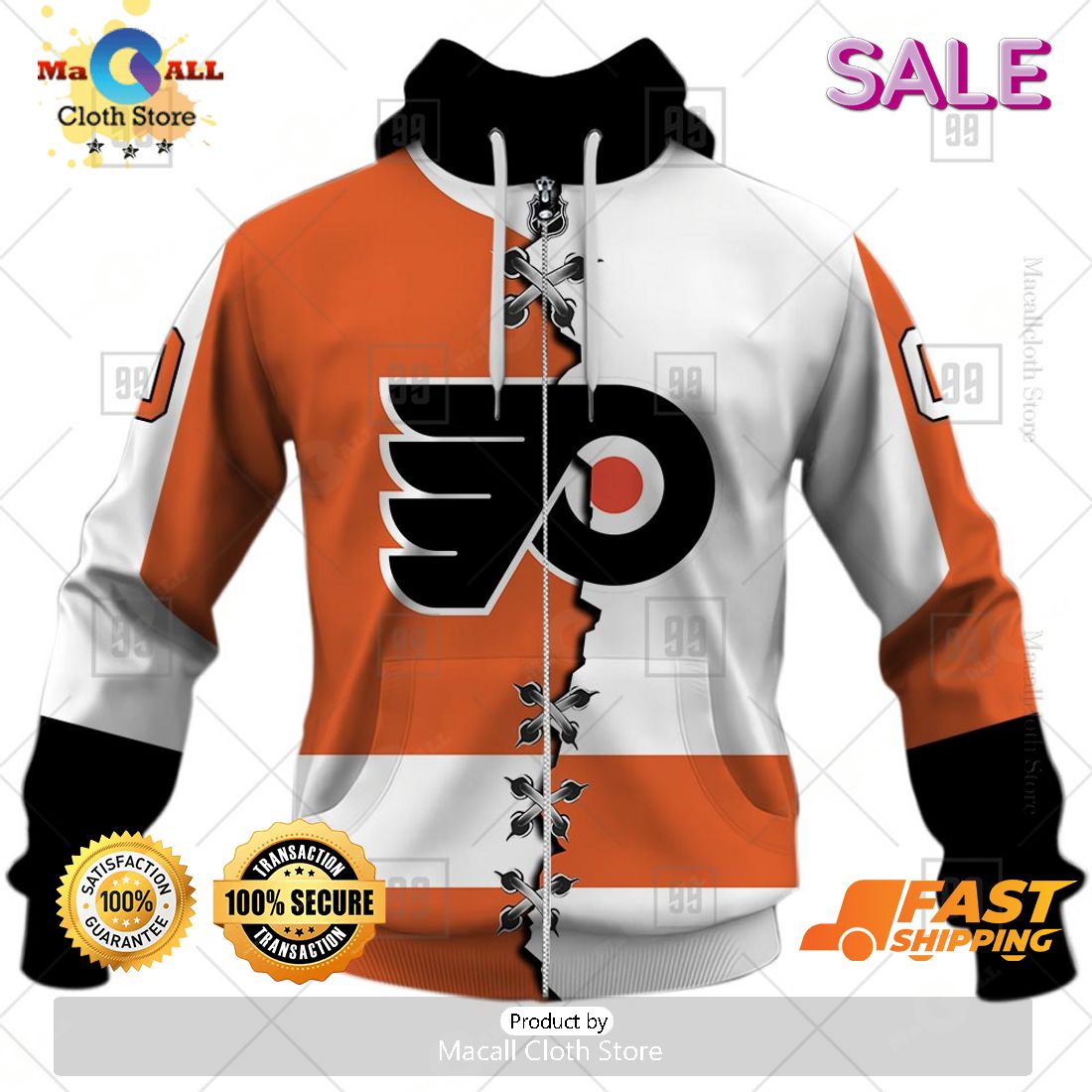 NHL Philadelphia Flyers Personalized Broken Mix Jersey Style Zip Hoodie, Sweatshirt 3D NHL Philadelphia Flyers Personalized Broken Mix Jersey Style Zip Hoodie, Sweatshirt 3D