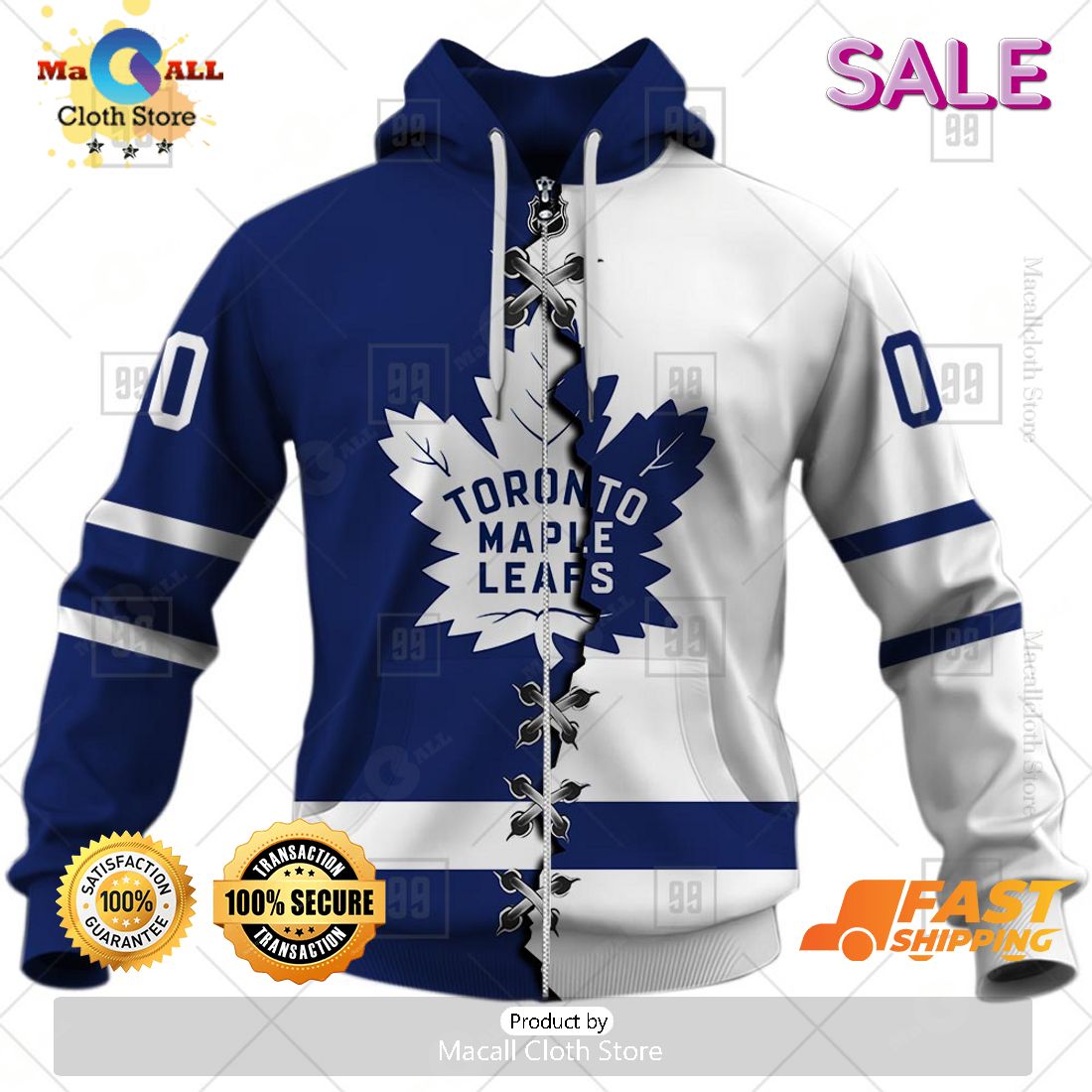 NHL Toronto Maple Leafs Personalized Broken Mix Jersey Style Zip Hoodie, Sweatshirt 3D