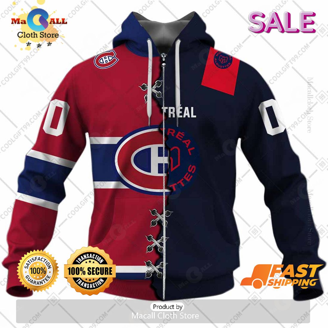 Personalized NHL Montreal Canadiens Mix CFL Montreal Alouettes Zip ...