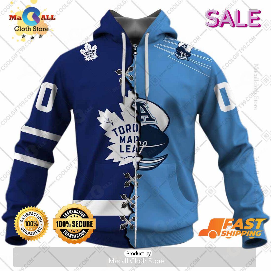 Personalized Nhl Toronto Maple Leafs Mix Cfl Toronto Argonauts Zip 