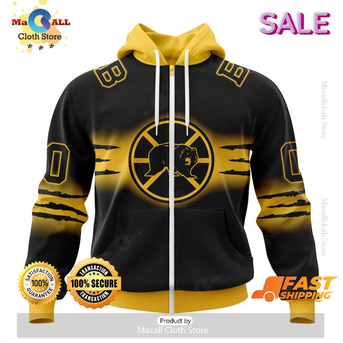 NHL Boston Bruins Personalize Gradient Series Concept Kits Zip Hoodie, Sweatshirt 3D