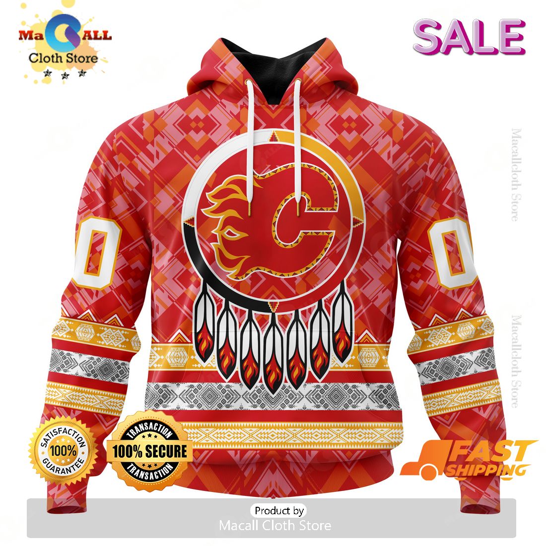 NHL Calgary Flames Special Design With Native Pattern Zip Hoodie, Sweatshirt 3D NHL Calgary Flames Special Design With Native Pattern Zip Hoodie, Sweatshirt 3D