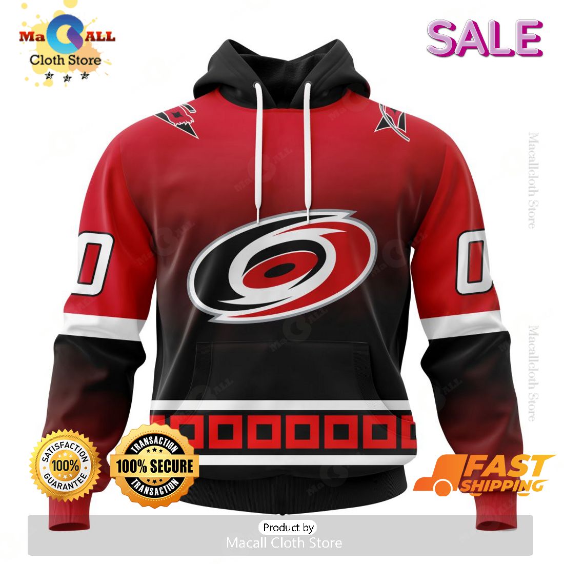 NHL Carolina Hurricanes Personalize Gradient Series Concept Kits Zip Hoodie, Sweatshirt 3D NHL Carolina Hurricanes Personalize Gradient Series Concept Kits Zip Hoodie, Sweatshirt 3D