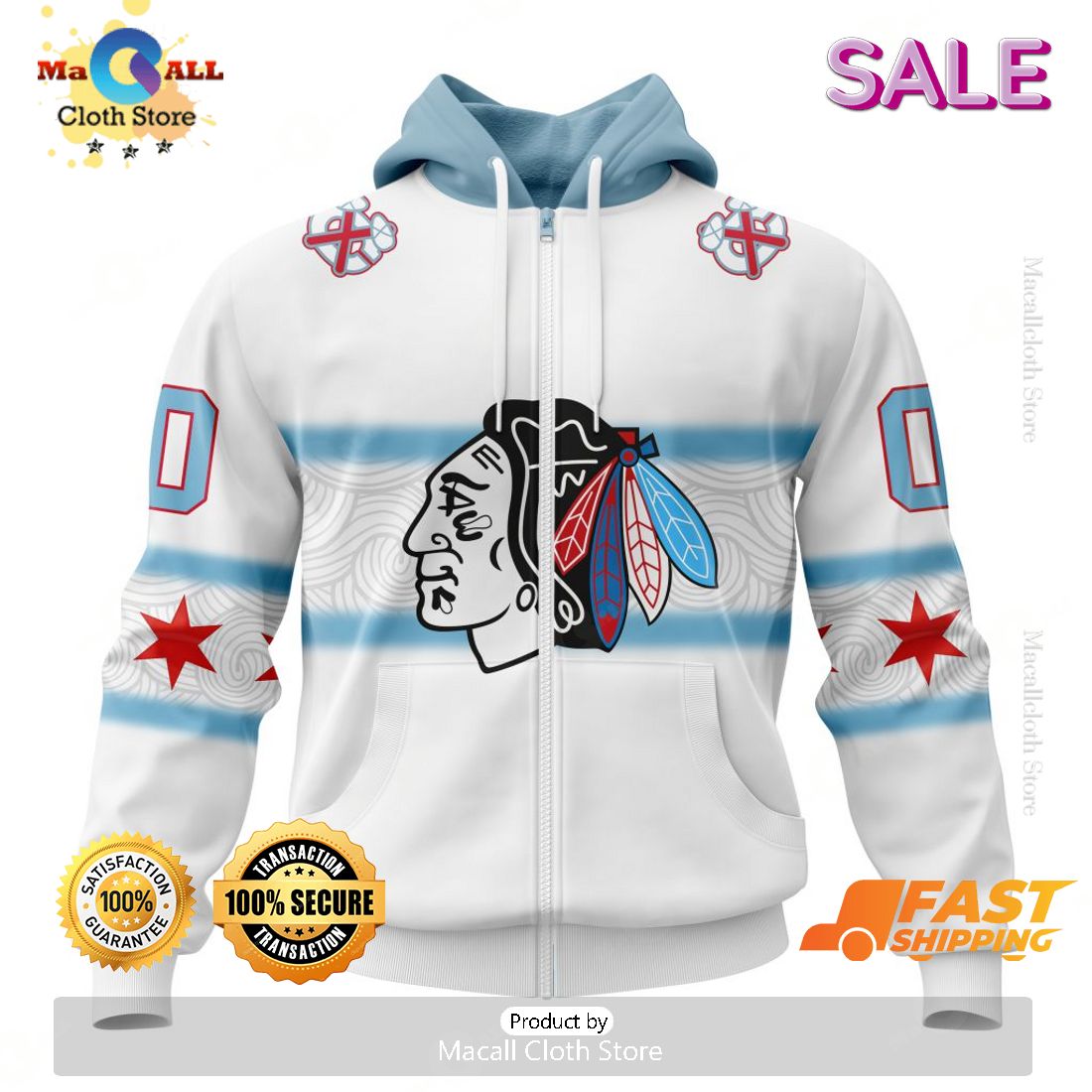 NHL Chicago Blackhawks Personalize Gradient Series Concept Kits Zip Hoodie, Sweatshirt 3D