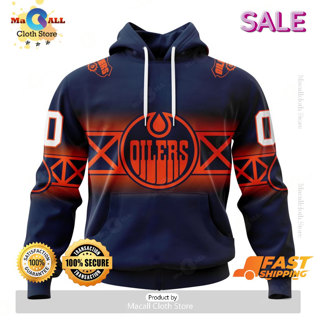 NHL Edmonton Oilers Personalize Gradient Series Concept Kits Zip Hoodie, Sweatshirt 3D
