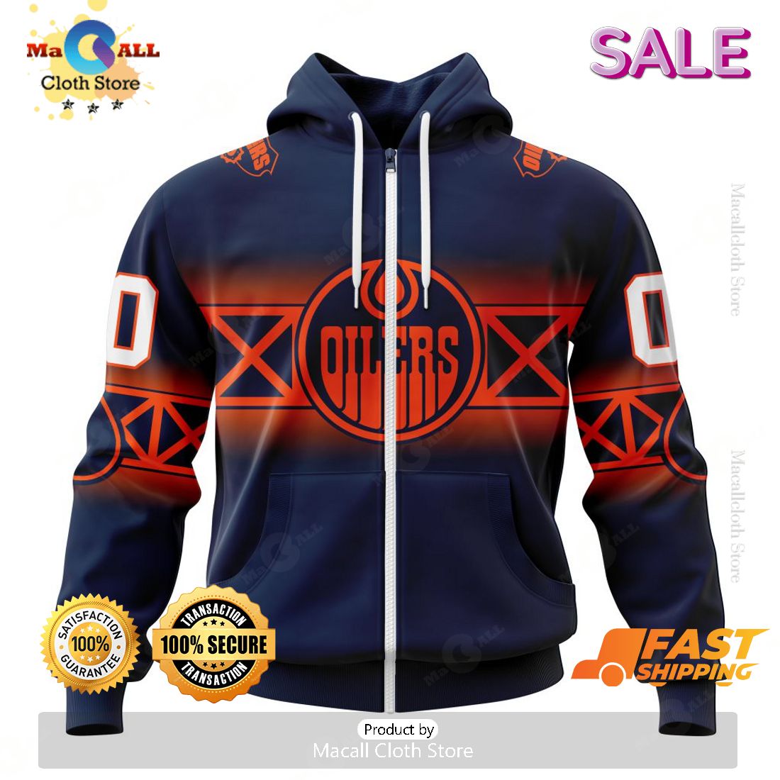 NHL Edmonton Oilers Personalize Gradient Series Concept Kits Zip Hoodie, Sweatshirt 3D