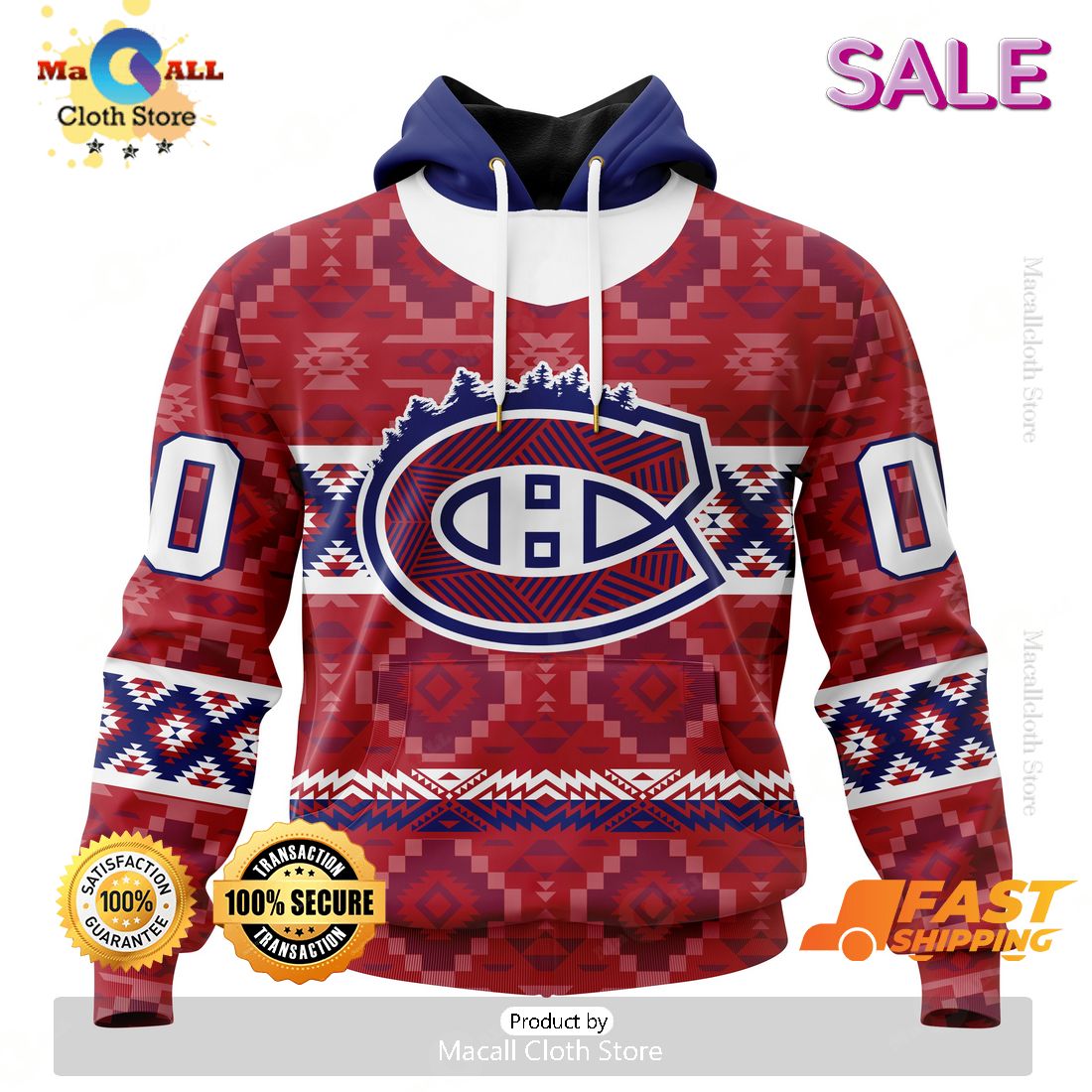 NHL Montreal Canadiens Special Design With Native Pattern Zip Hoodie, Sweatshirt 3D NHL Montreal Canadiens Special Design With Native Pattern Zip Hoodie, Sweatshirt 3D
