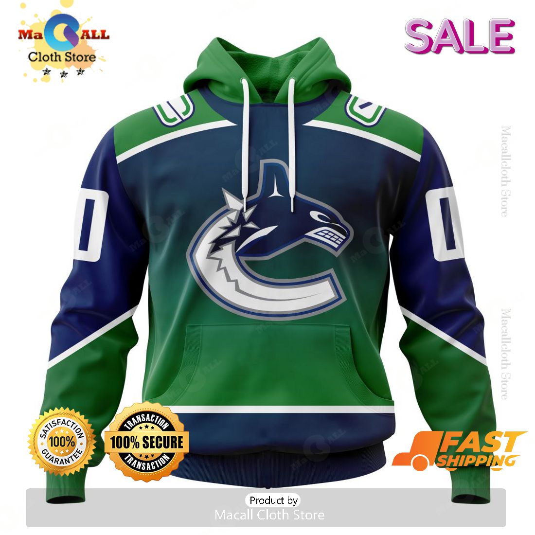 NHL Vancouver Canucks Personalize Gradient Series Concept Kits Zip Hoodie, Sweatshirt 3D
