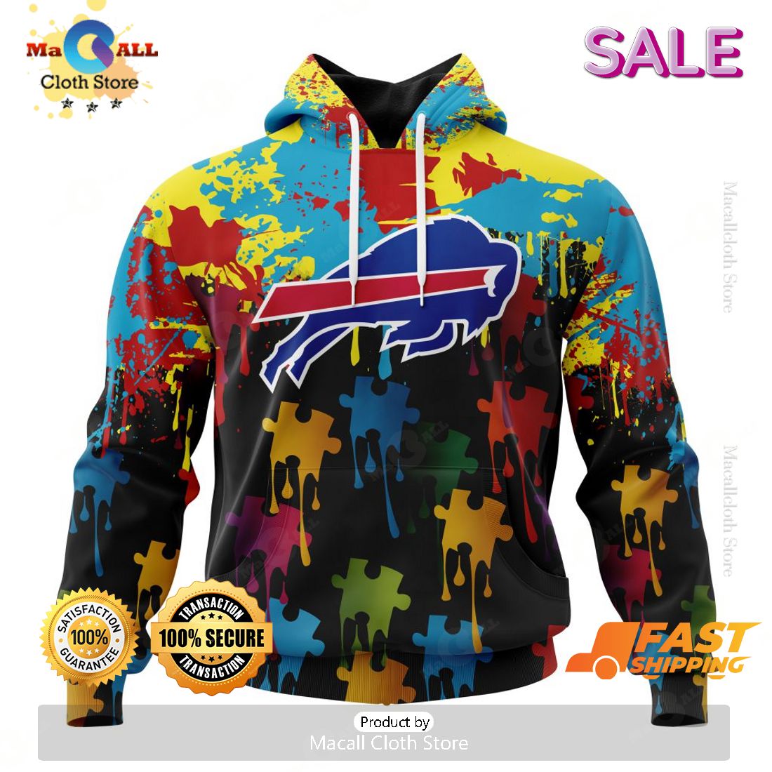 Personalized NFL Buffalo Bills Special Autism Awareness Gradient Zip Hoodie, Sweatshirt 3D Personalized NFL Buffalo Bills Special Autism Awareness Gradient Zip Hoodie, Sweatshirt 3D