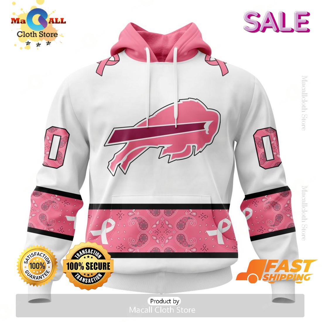 Personalized NFL Buffalo Bills Special White Design Fight Breast Cancer Zip Hoodie, Sweatshirt 3D Personalized NFL Buffalo Bills Special White Design Fight Breast Cancer Zip Hoodie, Sweatshirt 3D