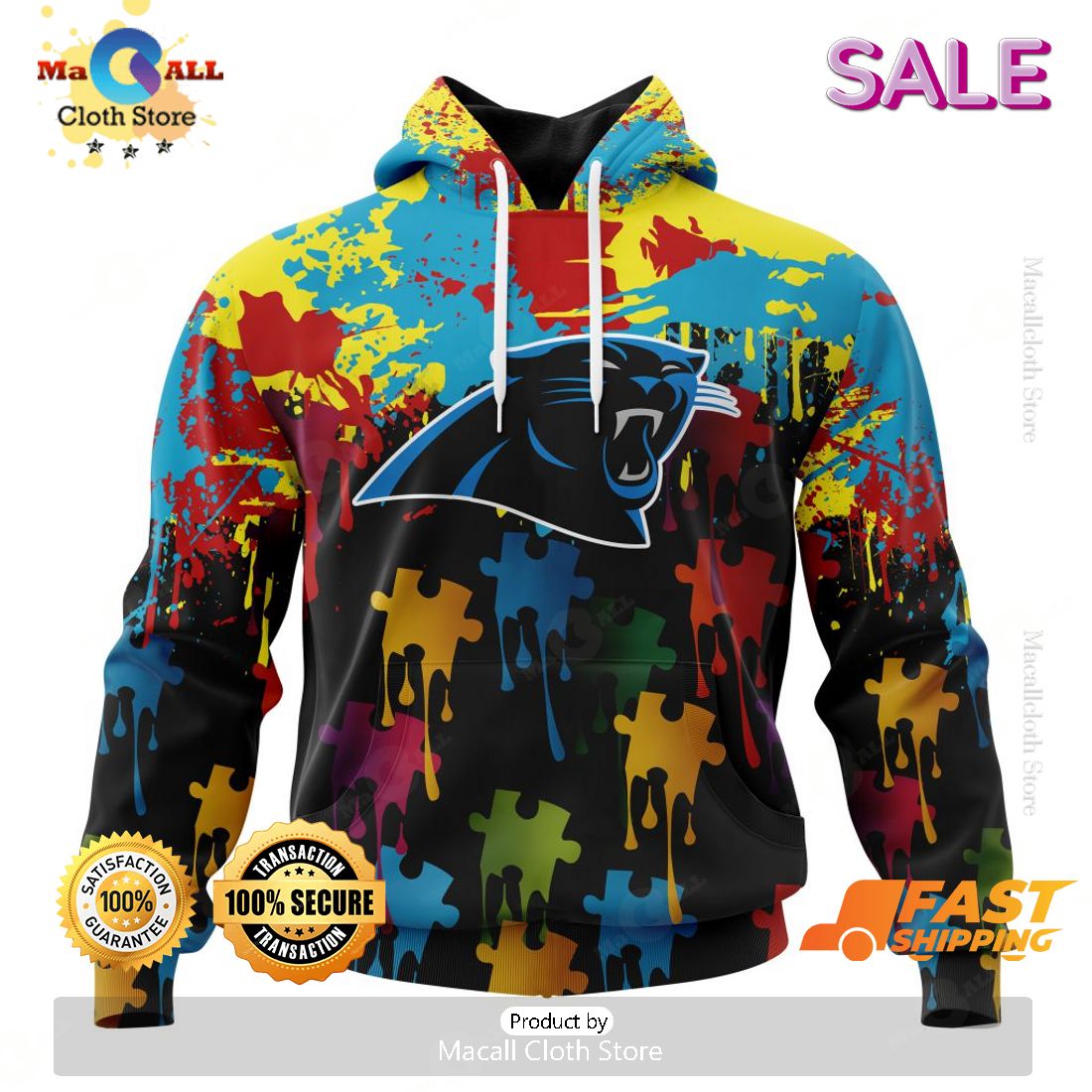 Personalized NFL Carolina Panthers Special Autism Awareness Gradient Zip Hoodie, Sweatshirt 3D Personalized NFL Carolina Panthers Special Autism Awareness Gradient Zip Hoodie, Sweatshirt 3D