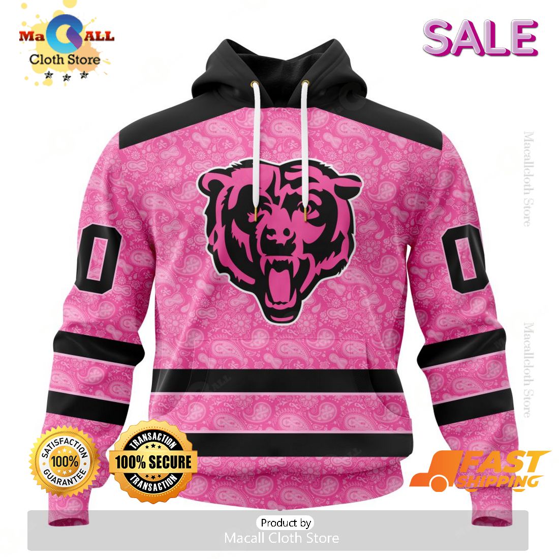 Personalized NFL Chicago Bears Special Pink Design Fight Breast Cancer Zip Hoodie, Sweatshirt 3D Personalized NFL Chicago Bears Special Pink Design Fight Breast Cancer Zip Hoodie, Sweatshirt 3D