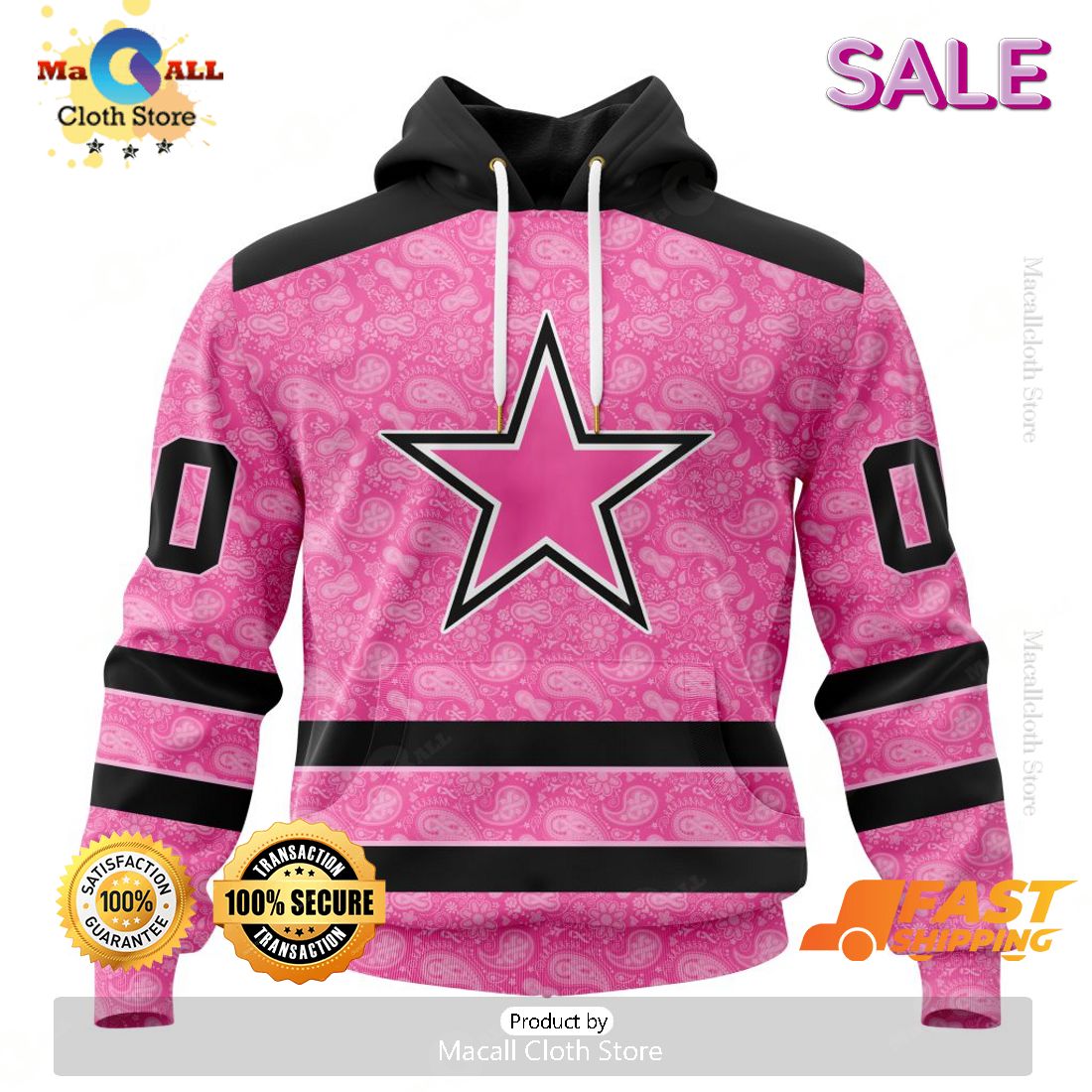 Personalized NFL Dallas Cowboys Special Pink Design Fight Breast Cancer Zip Hoodie, Sweatshirt 3D
